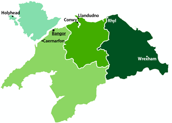 Map of North Wales